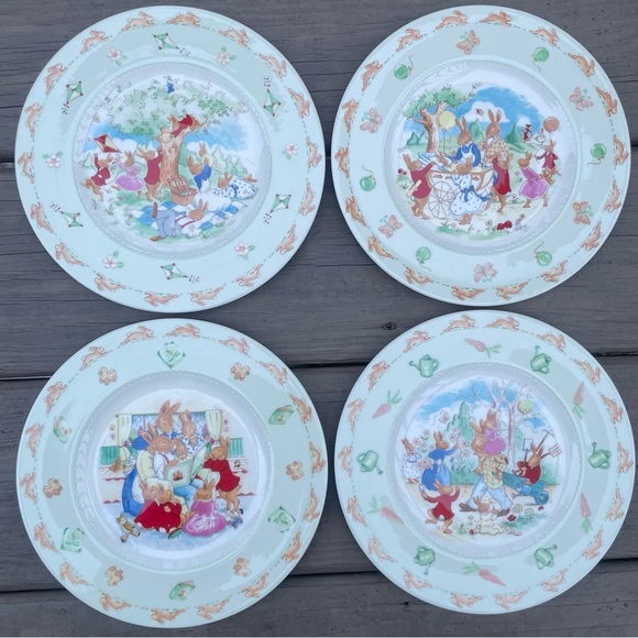 4 X Bunnykins by Royal Doulton 8” bone china plates